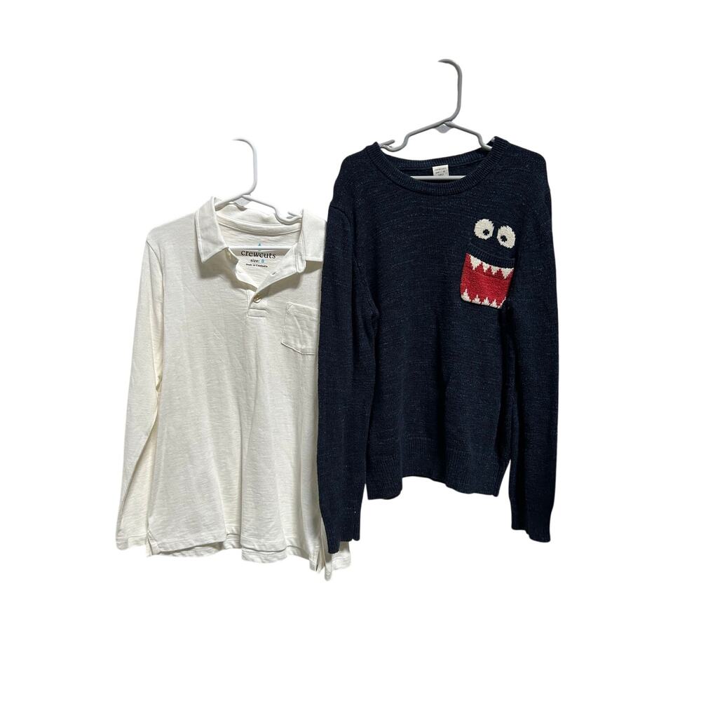 Crewcuts Shirt/Sweater Lot Boys Size 8 White Polo, Blue Sweater